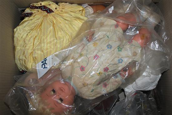 Nine 20C celluloid & composition dolls, inc Pedigree walking doll, clothing, stands etc (some TLC required)